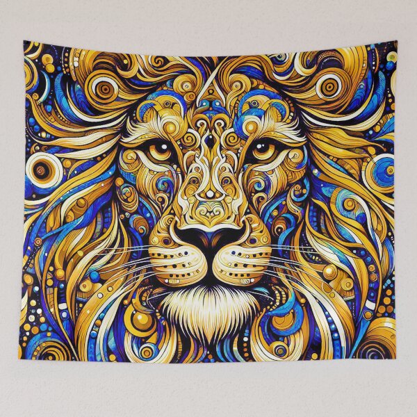Item preview, Elegant Royalty: Lion's Face In Golden and Blue designed and sold by DEC02.