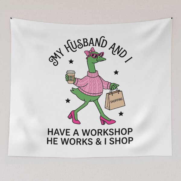 Item preview, My Wife And I Have A Workshop I Work And She Shops Husband Wife Marriage Humor Gift designed and sold by Doodleoub.
