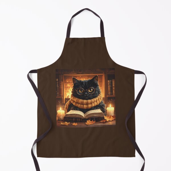 Item preview, Black Cat Reading a Book by Candlelight in Cozy Fireplace Library designed and sold by OksArtStudio.