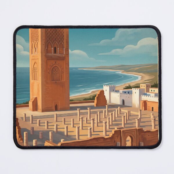 Item preview, Rabat Morocco Vintage Travel Poster – Hassan Tower & Atlantic Coast Art designed and sold by Bomax121.