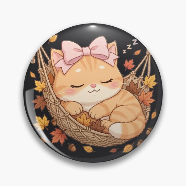 Item preview, Cozy Autumn Hammock Sleeping Cat Fall Leaves designed and sold by Moody Vibes Studio.