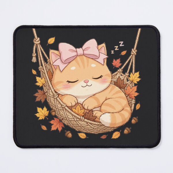Item preview, Cozy Autumn Hammock Sleeping Cat Fall Leaves designed and sold by Moody Vibes Studio.
