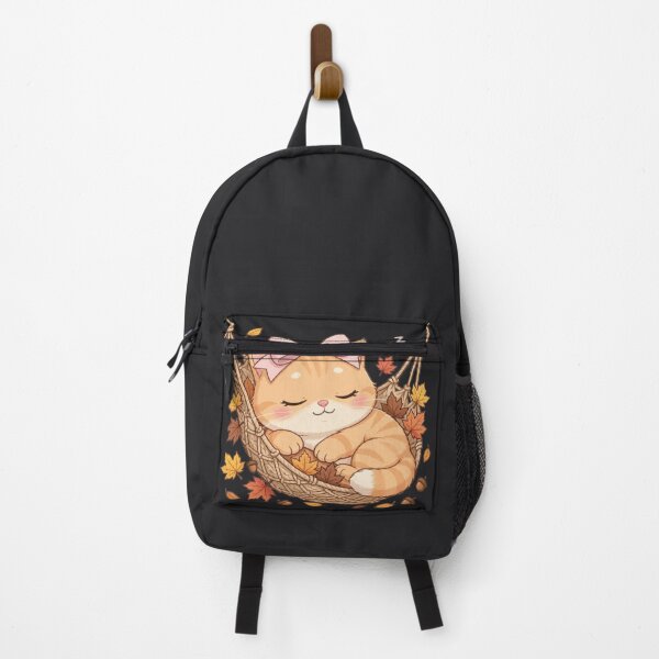 Item preview, Cozy Autumn Hammock Sleeping Cat Fall Leaves designed and sold by Moody Vibes Studio.