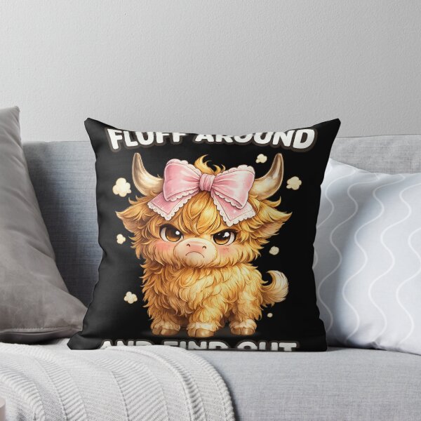 Item preview, Fluff Around And Find Out Funny Highland Cow Pink Bow Ribbon designed and sold by PhocoNibict.