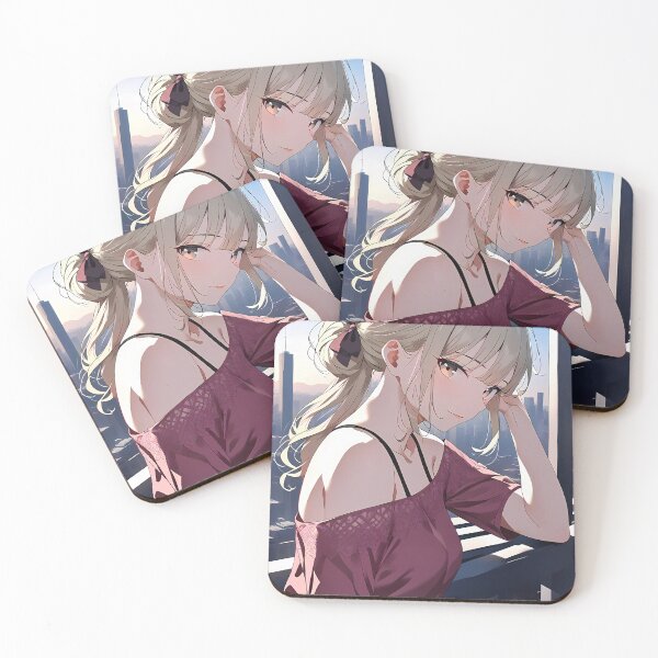 Item preview, Anime Girl on Rooftop at Sunset — Blonde with Ribbon designed and sold by EKaize.