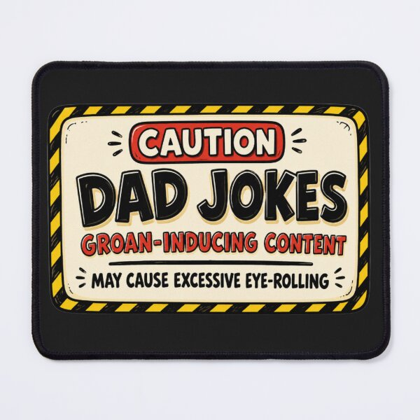 Item preview, CAUTION DAD JOKES GROAN INDUCING CONTENT This image is a small, vintage-style warning label or badge, styled like an old hazard/caution sign. designed and sold by CHRIS CRAY.