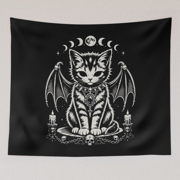 Item preview, Mystical Cat with Bat Wings and Moon Phases Halloween designed and sold by rafaeltto.