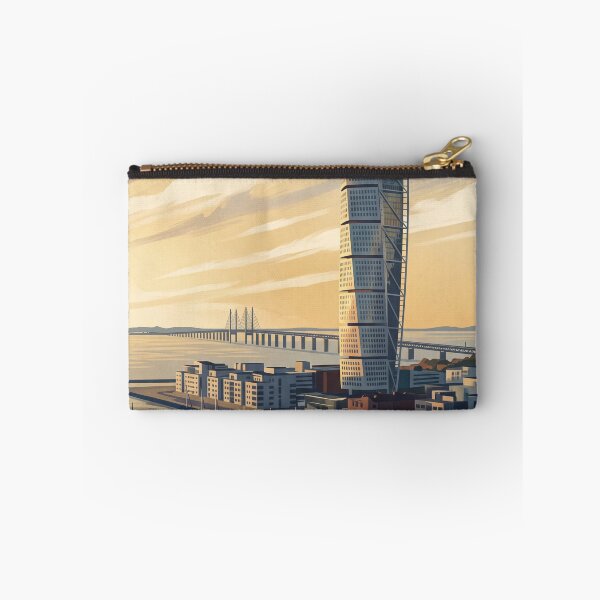 Item preview, Malmö Sweden Vintage Travel Poster – Turning Torso & Öresund Bridge Art designed and sold by Bomax121.