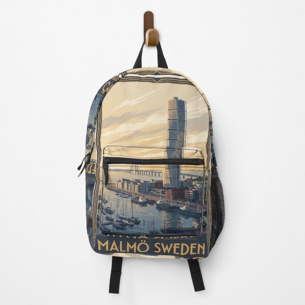 Item preview, Malmö Sweden Vintage Travel Poster – Turning Torso & Öresund Bridge Art designed and sold by Bomax121.