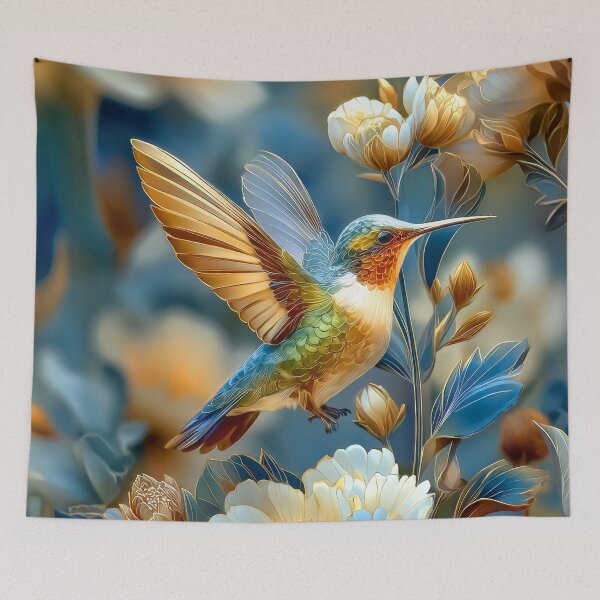 Item preview, Colorful Hummingbird and Flowers Art designed and sold by MargaretWiktor.