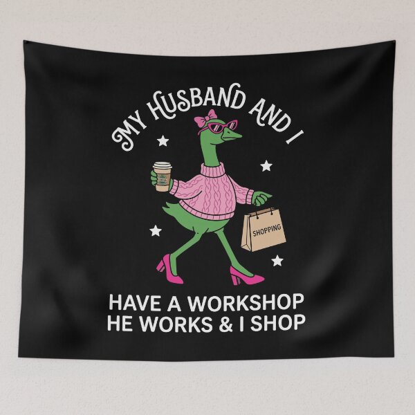 Item preview, My Wife And I Have A Workshop I Work And She Shops Husband Wife Marriage Humor Gift designed and sold by Doodleoub.