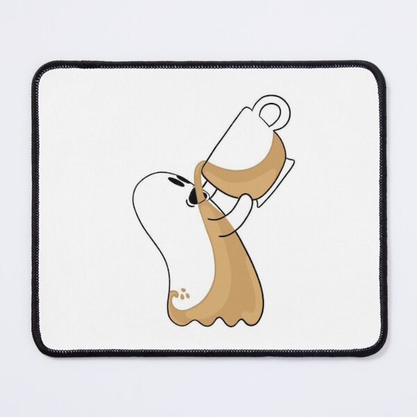 Item preview, Cute Ghost Drinking Coffee Vector Graphic - Spooky Coffee Lover Line Art designed and sold by GrimNest.