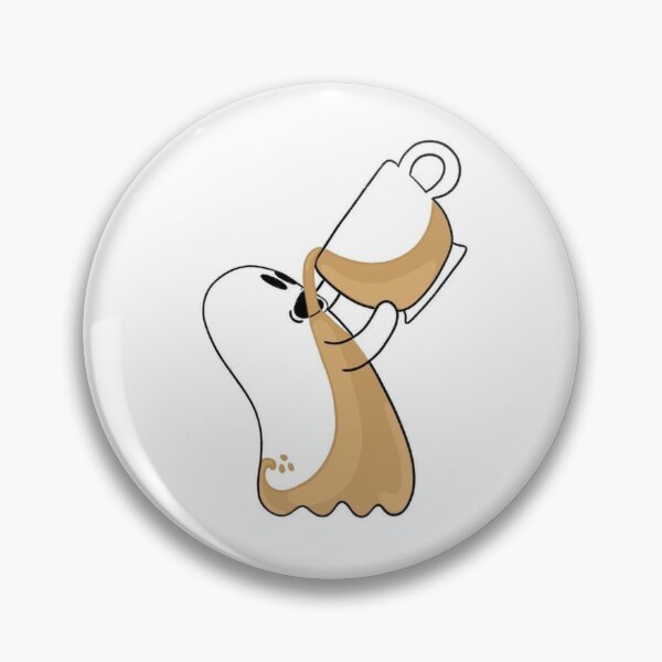 Item preview, Cute Ghost Drinking Coffee Vector Graphic - Spooky Coffee Lover Line Art designed and sold by GrimNest.