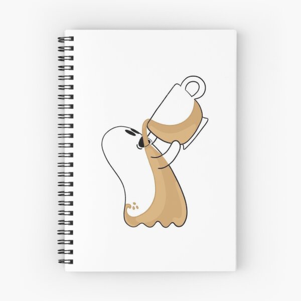 Item preview, Cute Ghost Drinking Coffee Vector Graphic - Spooky Coffee Lover Line Art designed and sold by GrimNest.