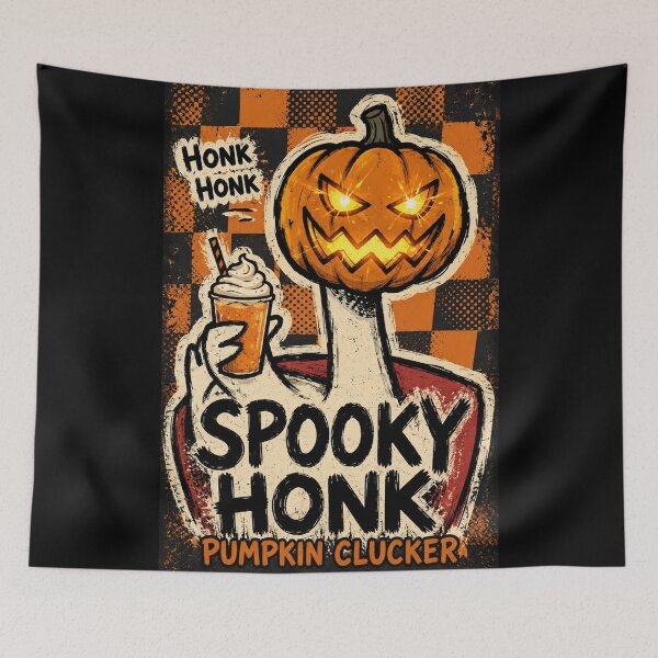 Item preview, Spooky Honk Pumpkin Goose Halloween Design - Funny Pumpkin Clucker with Milkshake designed and sold by Syrupulse.
