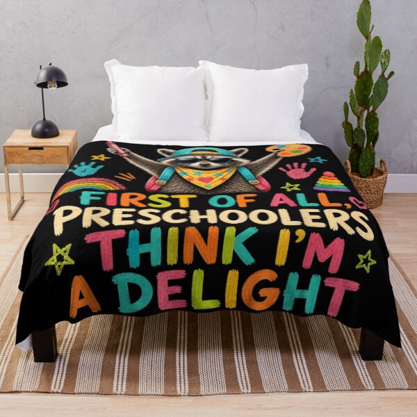 Item preview, First Of All Preschoolers Think I Am A Delight Raccoon Preschool Teacher designed and sold by ObukiLantara.