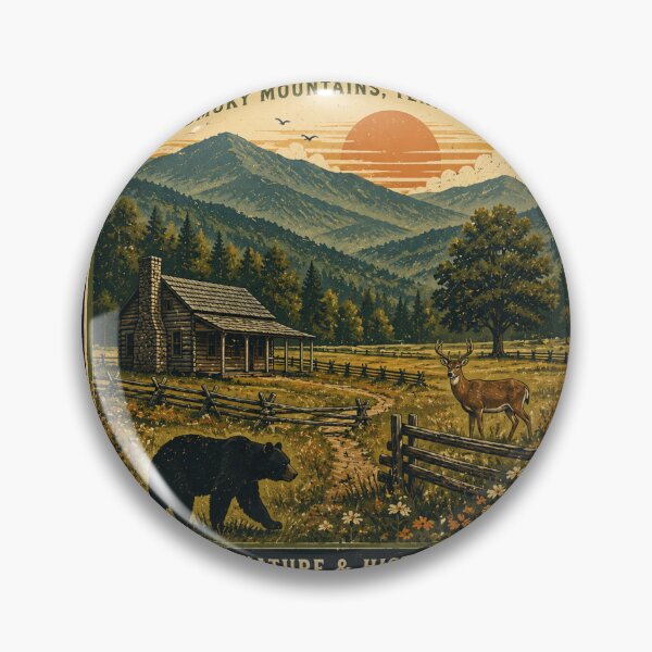 Item preview, Cades Cove Smoky Mountains Vintage Travel Poster - National Park Wildlife Art designed and sold by Globalcitytees.