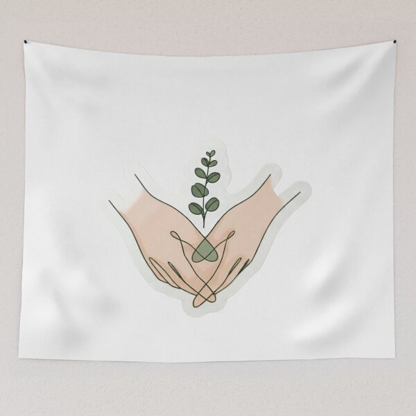 Item preview, Minimalist Hands And Botanical Line Art T-Shirt designed and sold by Zelis craft.