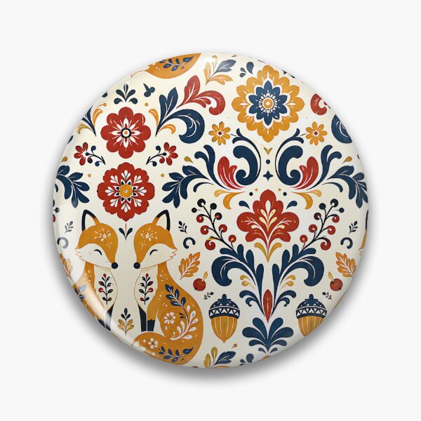 Item preview, Symmetrical Nordic Folk Art Autumn Pattern designed and sold by Thai Vibe Studio.