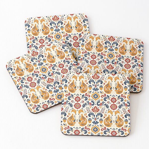 Item preview, Symmetrical Nordic Folk Art Autumn Pattern designed and sold by Thai Vibe Studio.