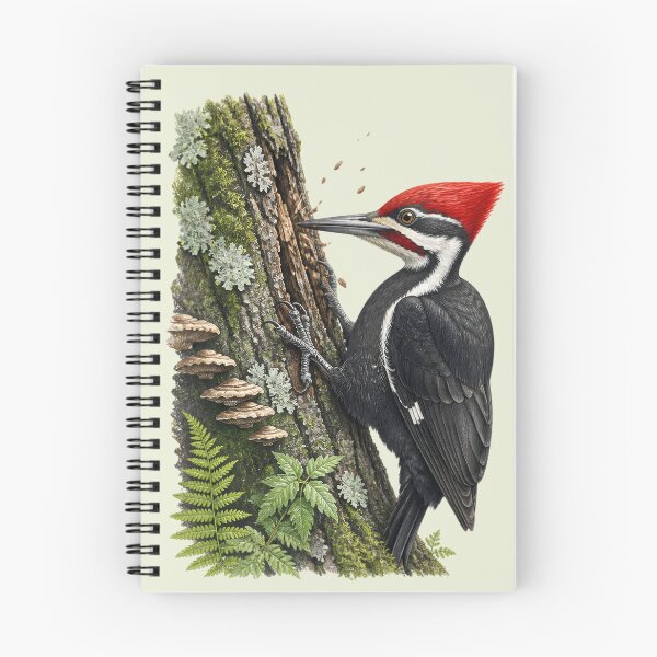 Item preview, Pileated Woodpecker Foraging on Mossy Oak Trunk designed and sold by BloomStudio1.