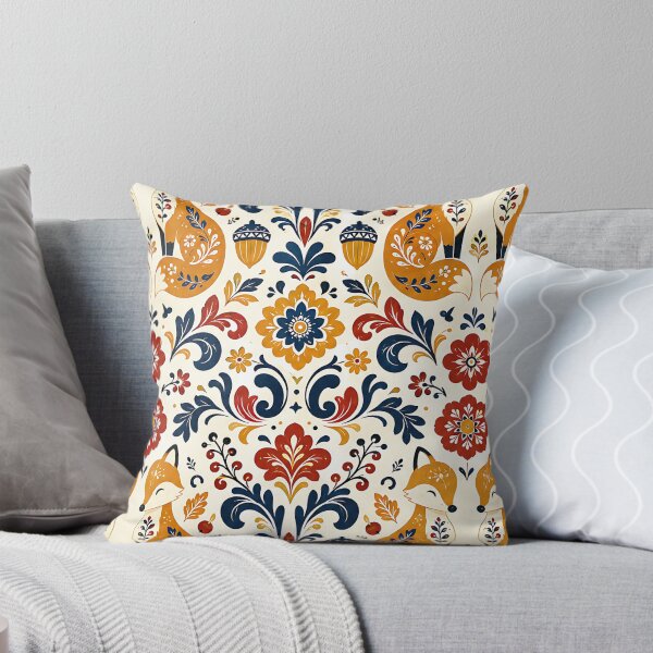 Item preview, Symmetrical Nordic Folk Art Autumn Pattern designed and sold by Thai Vibe Studio.