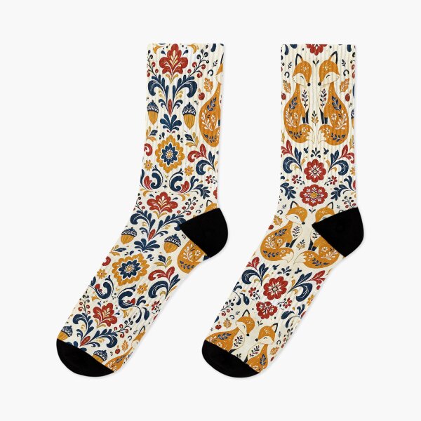Item preview, Symmetrical Nordic Folk Art Autumn Pattern designed and sold by Thai Vibe Studio.