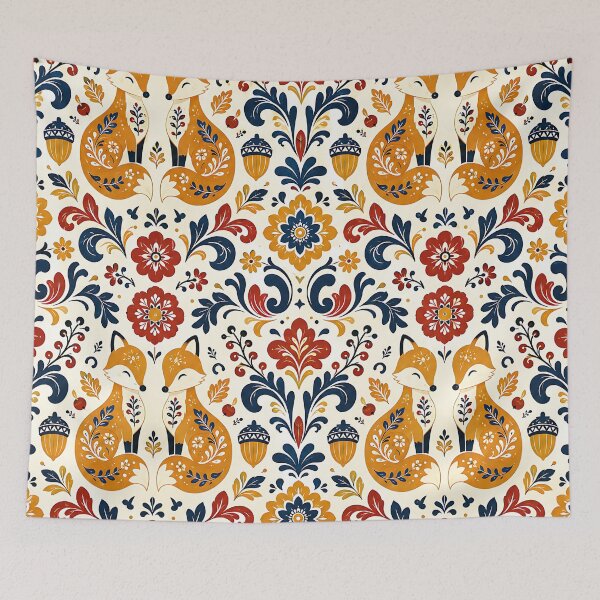 Item preview, Symmetrical Nordic Folk Art Autumn Pattern designed and sold by Thai Vibe Studio.