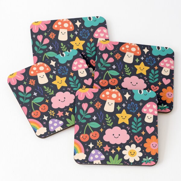 Item preview, Cute Kawaii Mushroom & Flower Pattern | Happy Smiley Aesthetic designed and sold by My Gluten Free Life UK.