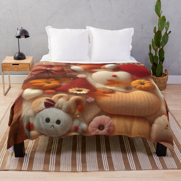 Item preview, Cozy Autumn Kawaii Plush Collage Cute Fall Aesthetic Pumpkin Wallpaper designed and sold by EatPrayLive.