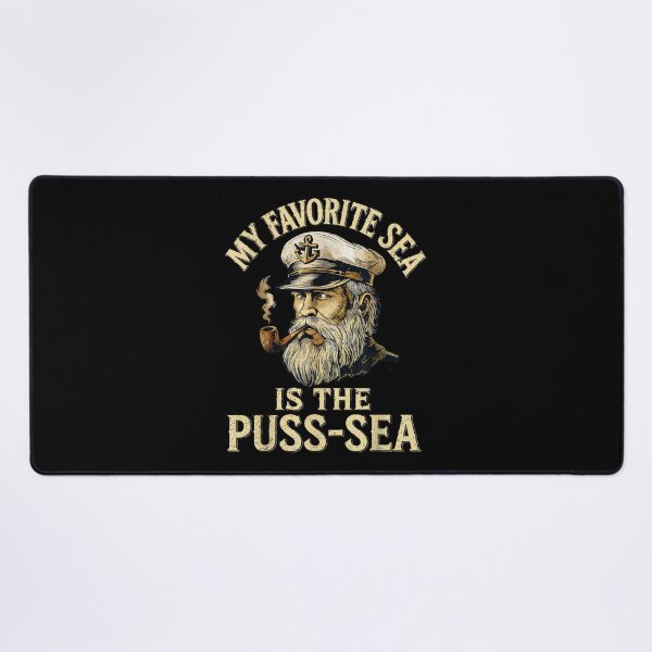 Item preview, Funny Vintage Sea Captain My Favorite Sea Is The Puss-Sea Funny Nautical designed and sold by ObukiLantara.