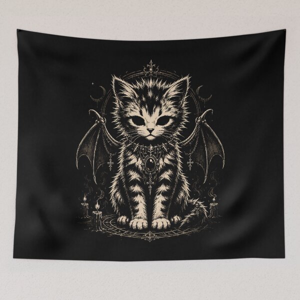 Item preview, Mystical cat with wings and candles design halloween designed and sold by rafaeltto.
