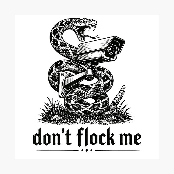 Item preview, Dont Flock Me Black Vintage Anti Surveillance Camera Snake Privacy Satire designed and sold by PhocoNibict.