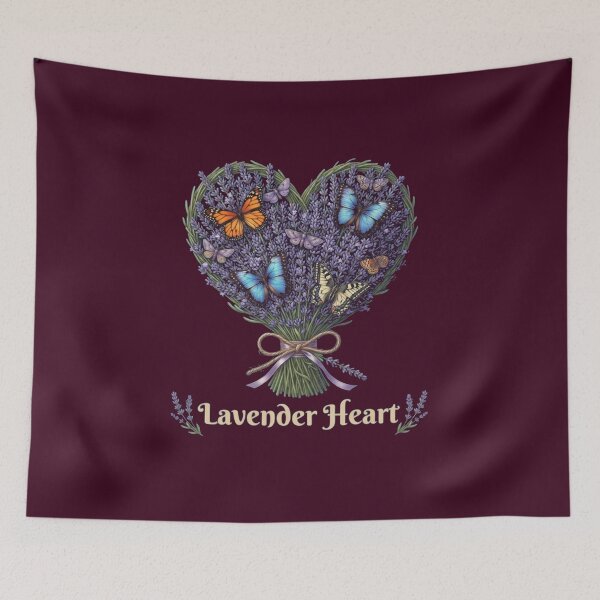 Item preview, Lavender Heart Floral Bouquet Butterflies Botanical Aesthetic Art designed and sold by Evelashop.