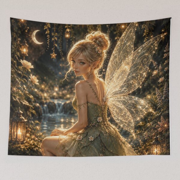 Item preview, Moonlit Enchanted Fairy – Magical Woodland Fantasy Art with Glowing Wings designed and sold by i-corp.
