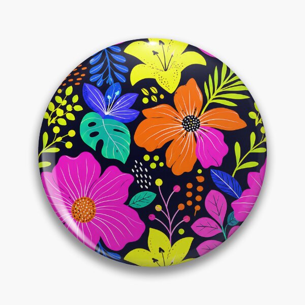 Item preview, Neon Retro Floral Pop Art Pattern designed and sold by Thai Vibe Studio.