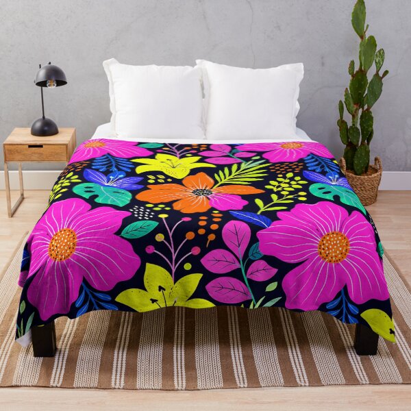 Item preview, Neon Retro Floral Pop Art Pattern designed and sold by Thai Vibe Studio.