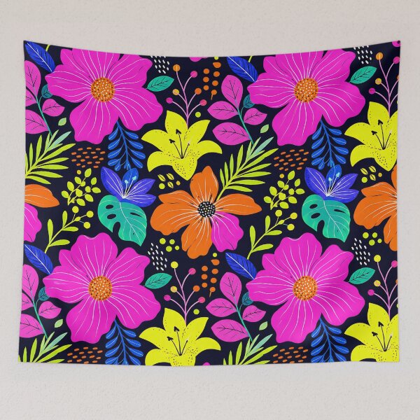 Item preview, Neon Retro Floral Pop Art Pattern designed and sold by Thai Vibe Studio.