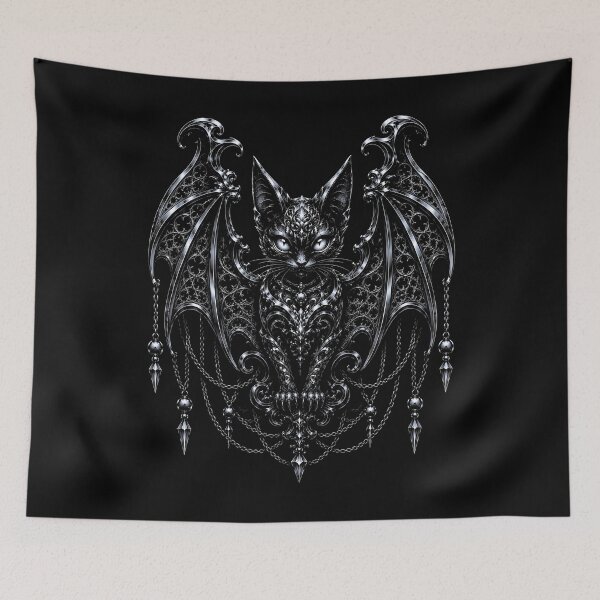 Item preview, Elegant gothic cat with bat wings and intricate details designed and sold by rafaeltto.