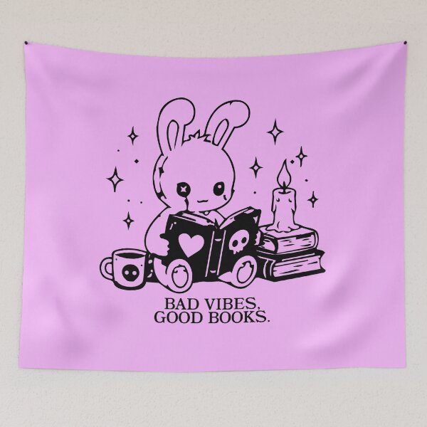 Item preview, Bad Vibes Good Books | Pastel Goth BookTok Bunny | Kawaii Gothic Reader designed and sold by gothattic.