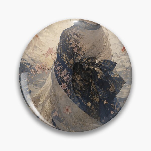 Item preview, Goldfish Wall Art – Misty Goldfish Bloom | Ethereal Japanese Kimono Woman, Moonlit Sakura Fantasy, Wabi-Sabi Fine Art designed and sold by UkiyoeFusion.