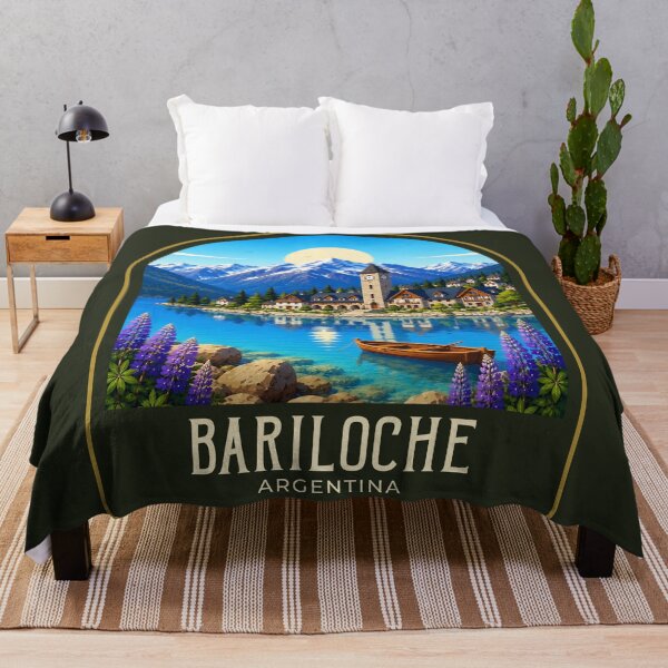 Item preview, Bariloche Vintage Travel Illustration designed and sold by HomeLivingCo.
