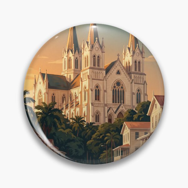 Item preview, Georgetown Guyana Vintage Travel Poster – St. George’s Cathedral & Colonial Architecture Art designed and sold by Bomax121.
