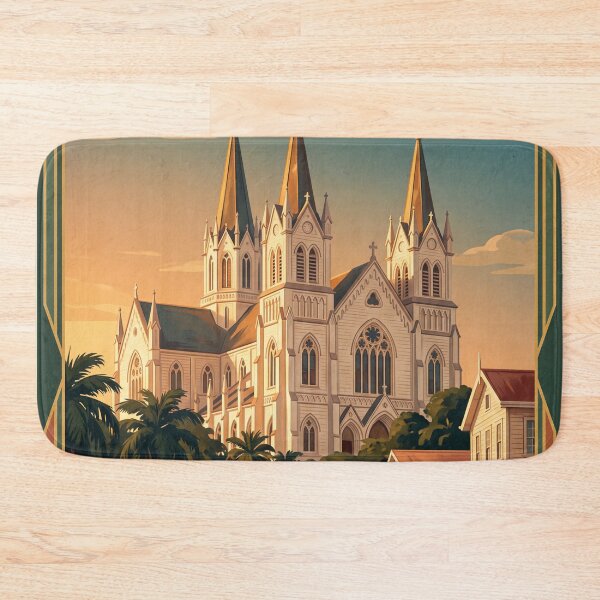 Item preview, Georgetown Guyana Vintage Travel Poster – St. George’s Cathedral & Colonial Architecture Art designed and sold by Bomax121.