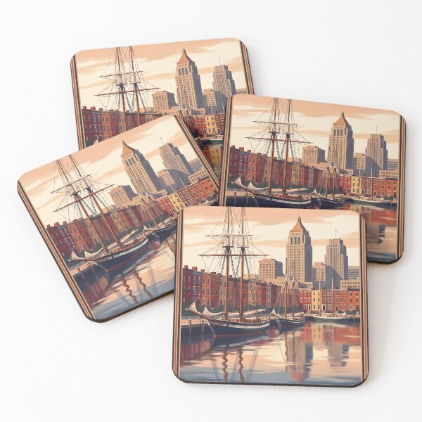 Item preview, Baltimore Maryland Vintage Travel Poster – Inner Harbor & Historic Ships Art designed and sold by Bomax121.