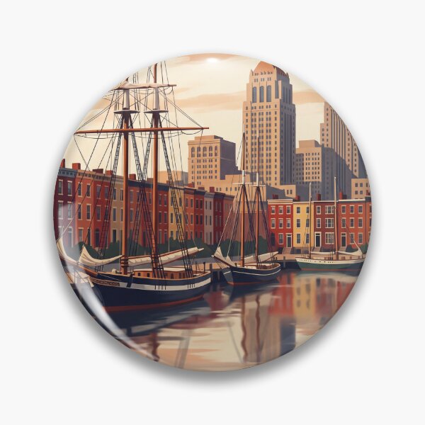 Item preview, Baltimore Maryland Vintage Travel Poster – Inner Harbor & Historic Ships Art designed and sold by Bomax121.