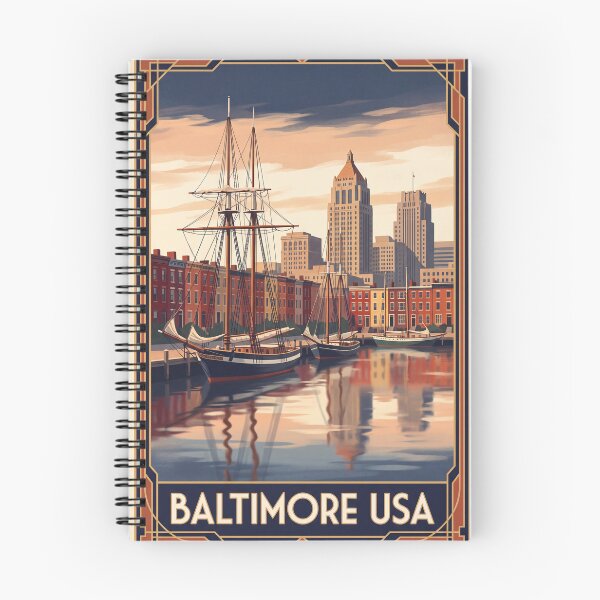 Item preview, Baltimore Maryland Vintage Travel Poster – Inner Harbor & Historic Ships Art designed and sold by Bomax121.