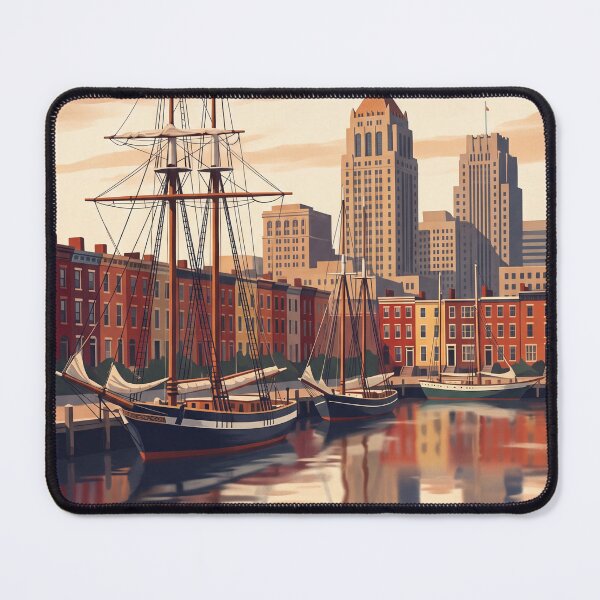 Item preview, Baltimore Maryland Vintage Travel Poster – Inner Harbor & Historic Ships Art designed and sold by Bomax121.
