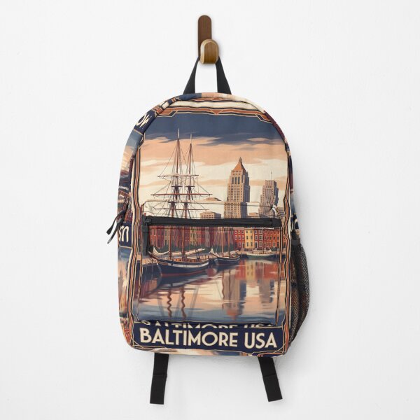 Item preview, Baltimore Maryland Vintage Travel Poster – Inner Harbor & Historic Ships Art designed and sold by Bomax121.