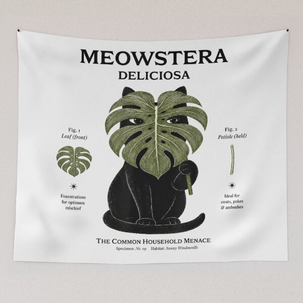 Item preview, Meowstera Deliciosa Vintage Botanical Black Cat Monstera Plant Mom Funny Art designed and sold by NgumohaLanke.